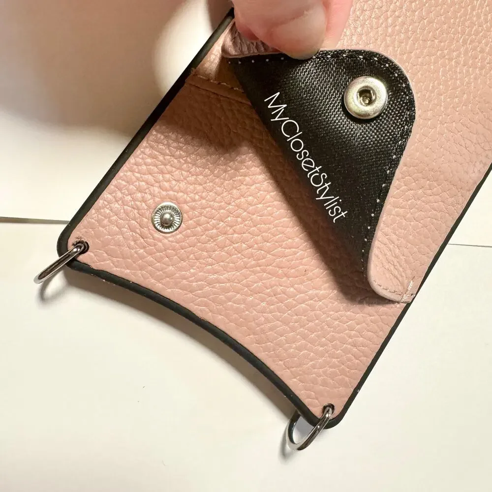 BANDOLIER Pink Peach Leather iPhone Case Wallet 8+ 7+ 6+ plus Strap NEW SET RARE
